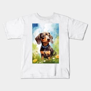 Cute Adorable Dachshund on a Sunny Day Kids T-Shirt